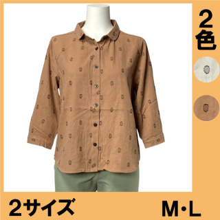 No.0213 綿ドビー七分袖ブラウス